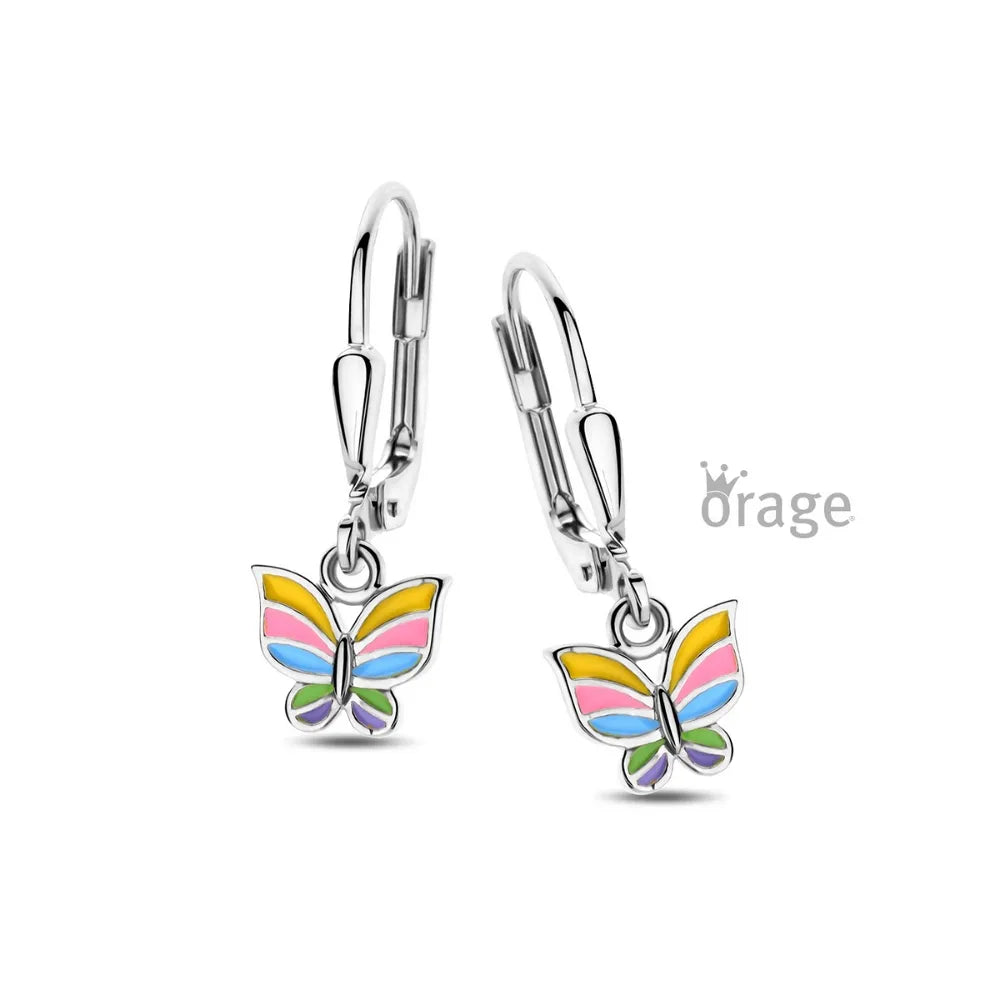 Orage kids oorbellen kleurrijke vlinder oorslingers O/2978/A