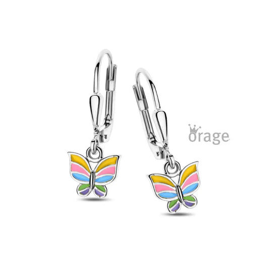 Orage kids oorbellen kleurrijke vlinder oorslingers O/2978/A