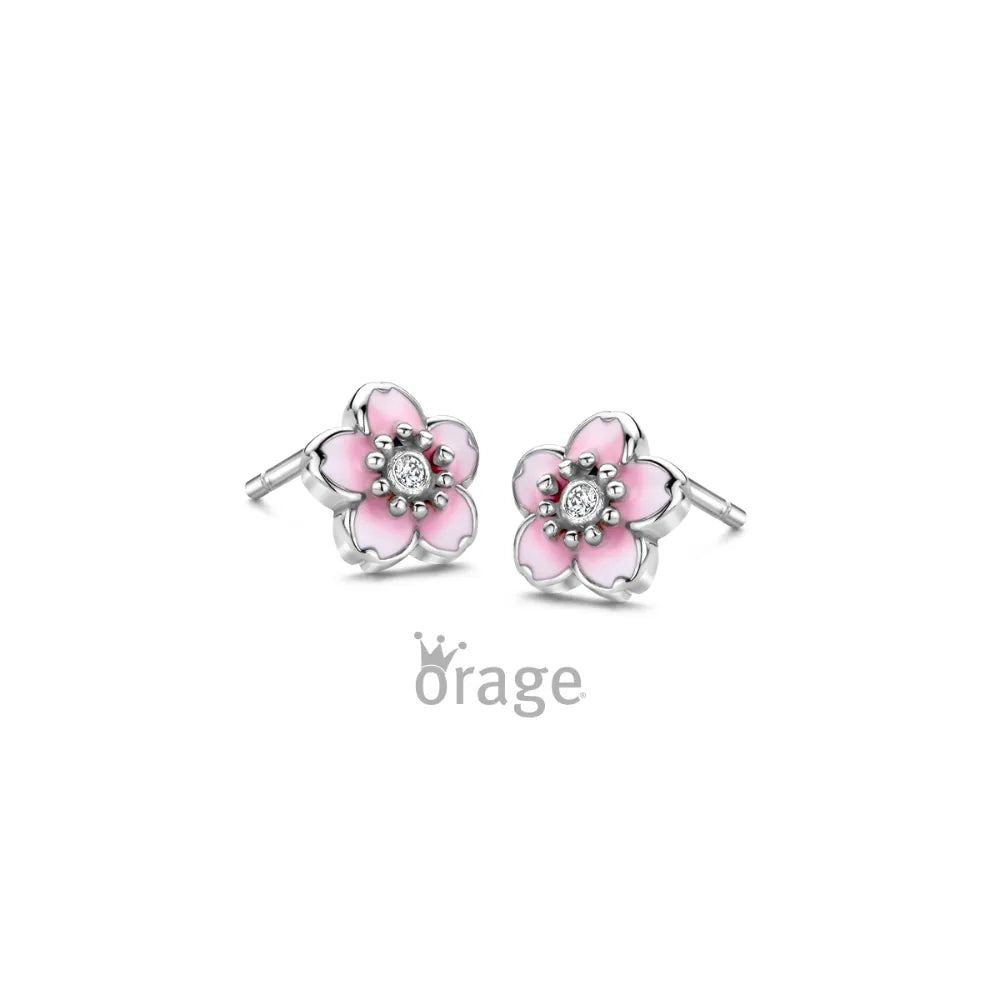 Orage kids oorbellen roze bloem O/6592/A