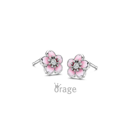 Orage kids oorbellen roze bloem O/6592/A