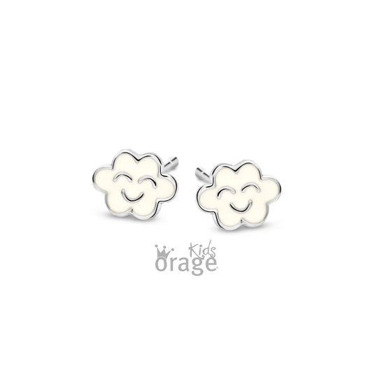 Orage kids oorbellen wolk wit smiley O/5825/A