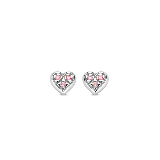 Naiomy Princess roze hartje Oorbellen zilver PA061