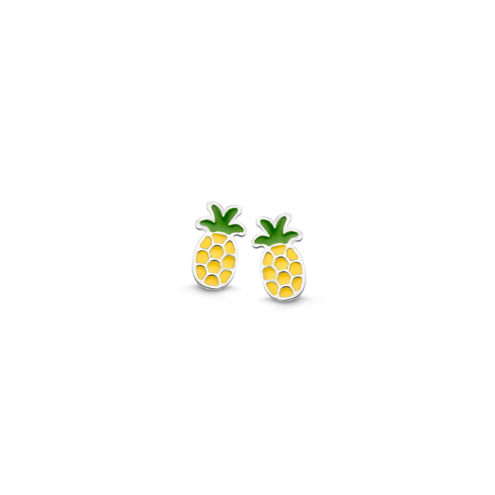 Naiomy Princess zilveren kinderoorbellen ananas PB048