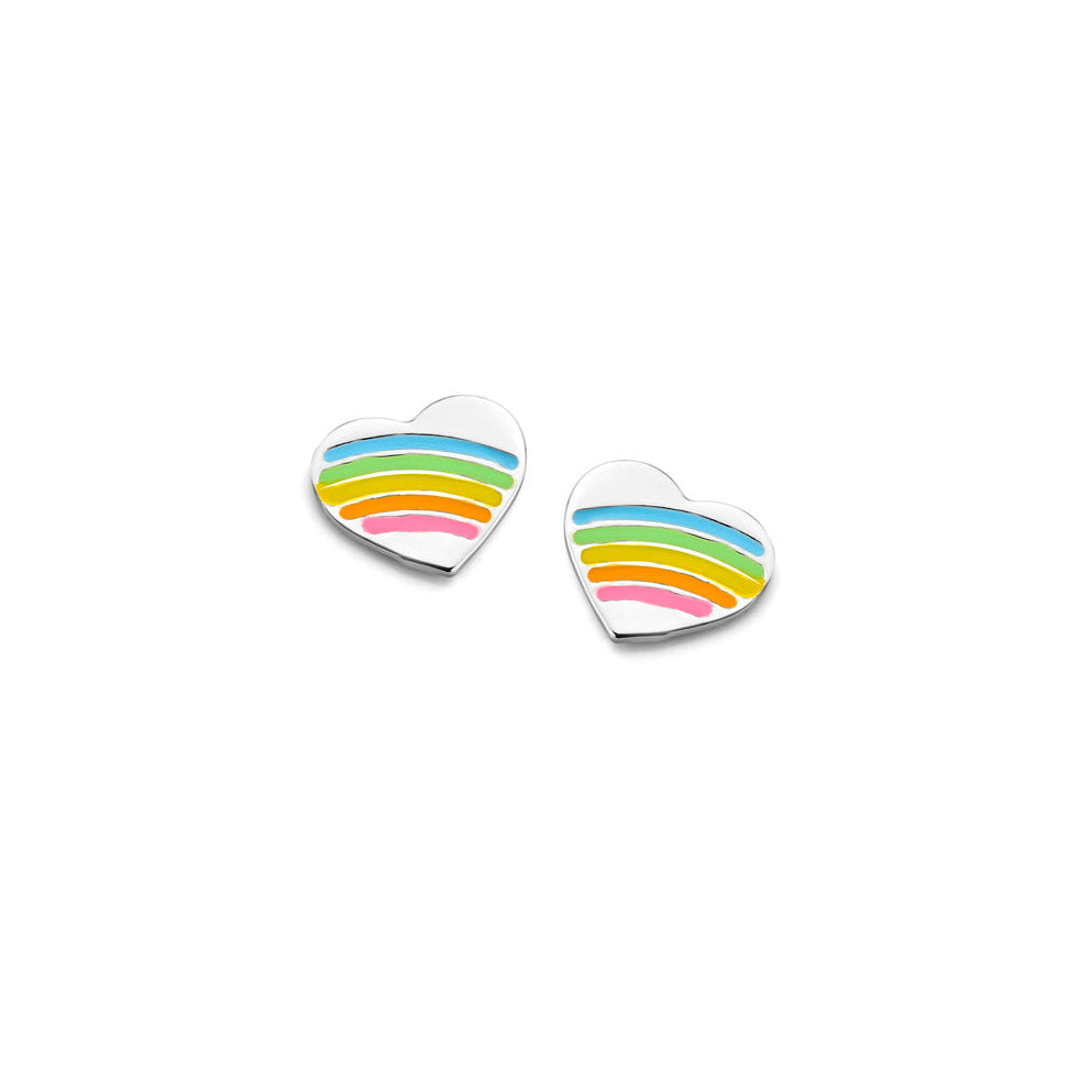 Naiomy Princess zilveren kinderoorbellen regenboog hartje PB073