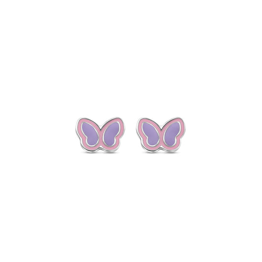 Naiomy Princess Paars en roze vlinder Oorbellen zilver PB091