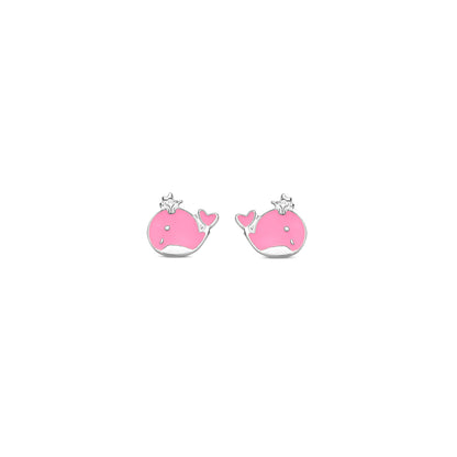 Naiomy Princess roze Walvis Oorbellen zilver PB101