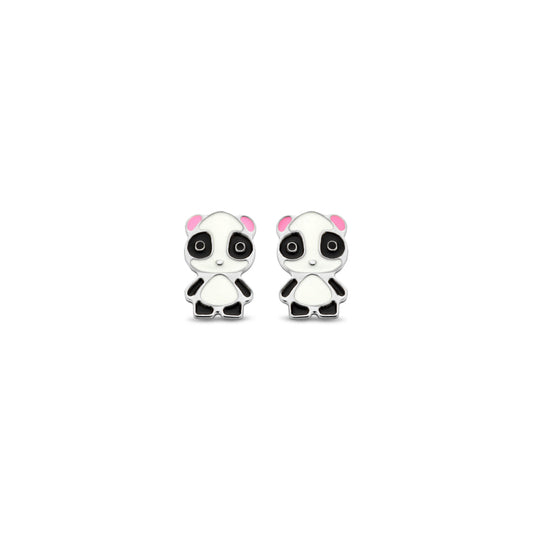 Naiomy Princess zilveren kinderoorbellen rood panda PB114