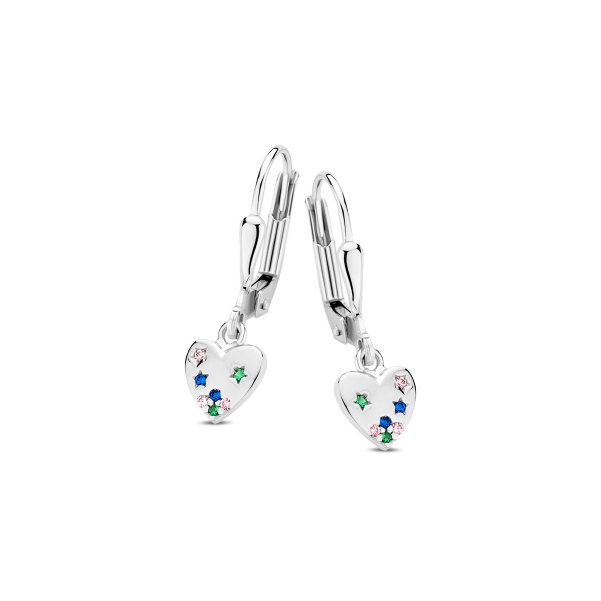 Naiomy Princess zilveren kinderhangoorbellen sterretjes hartje PC068