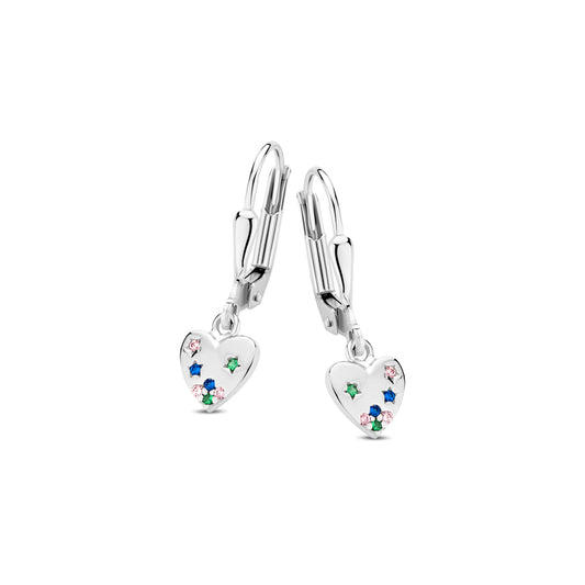 Naiomy Princess zilveren kinderhangoorbellen sterretjes hartje PC068