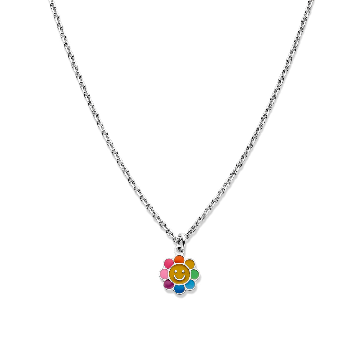 Naiomy Princess zilveren kinderketting kleurrijke zon/bloem PI130