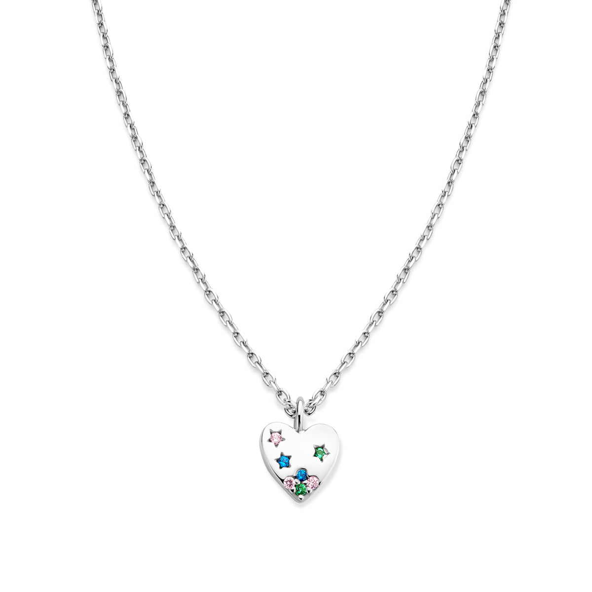 Naiomy Princess zilveren kinderketting sterretjes hartje PI145