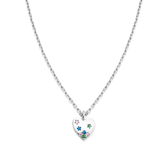 Naiomy Princess zilveren kinderketting sterretjes hartje PI145