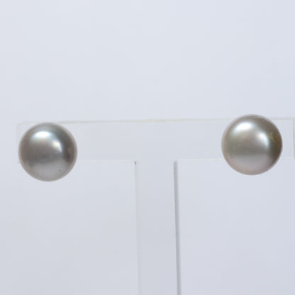 Parel oorbellen grijze biwa parel 10mm