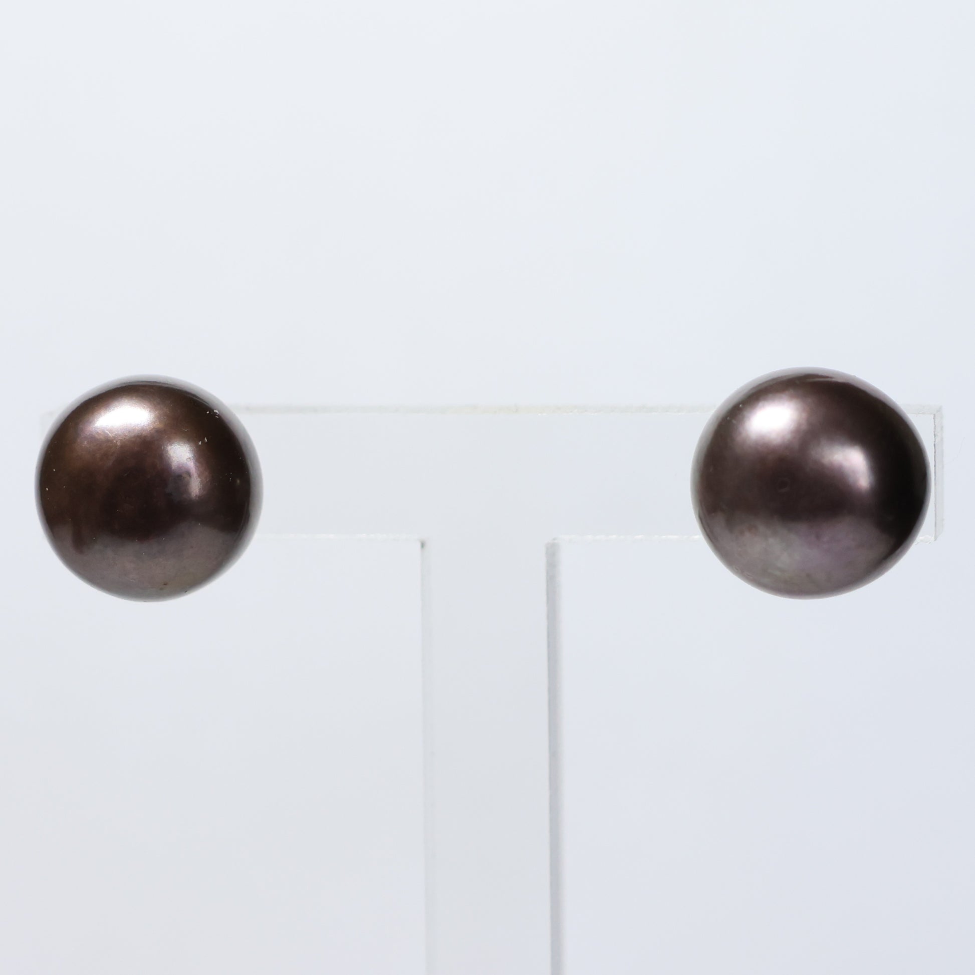 Parel oorbellen grijze biwa parel 12mm