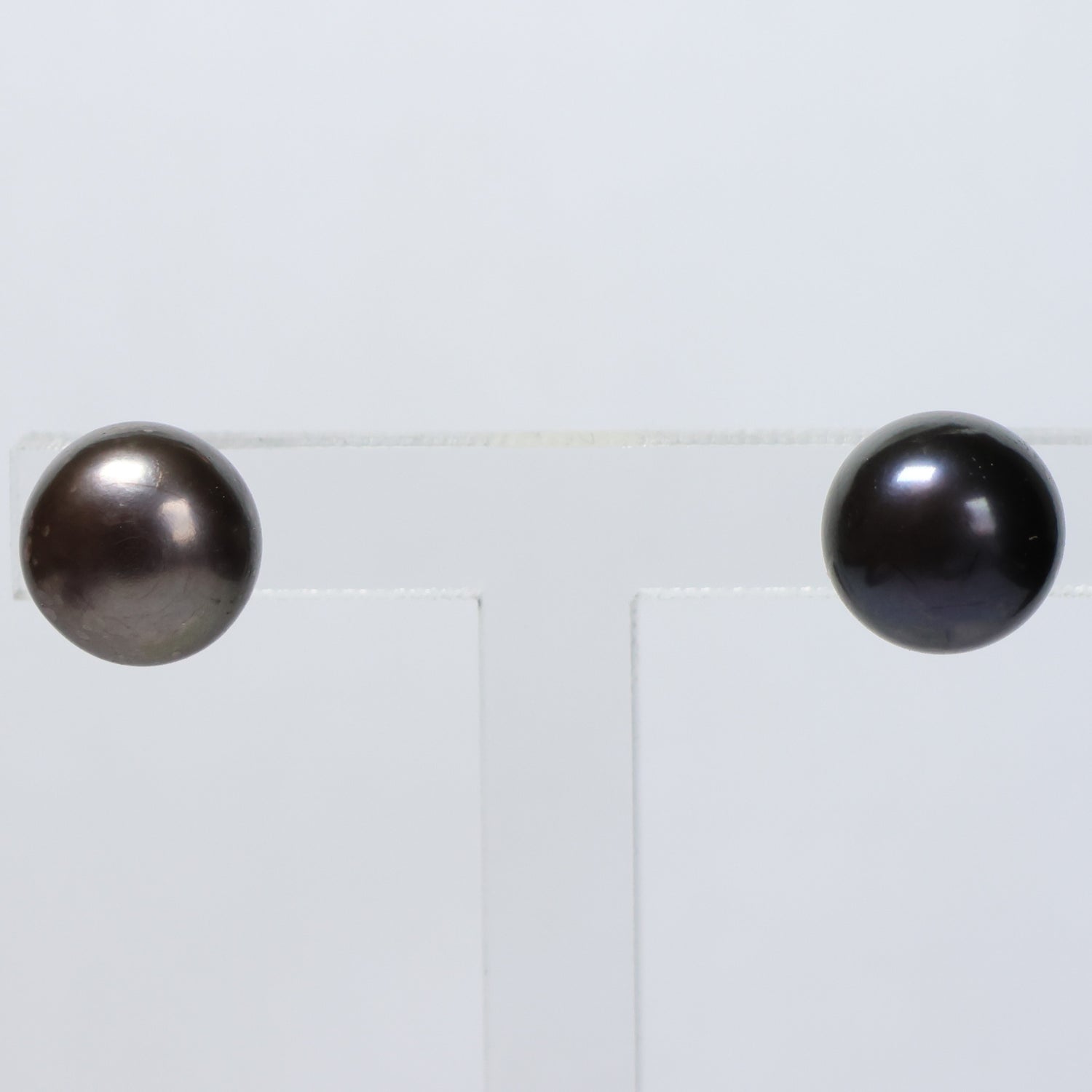 Parel oorbellen grijze biwa parel 10mm
