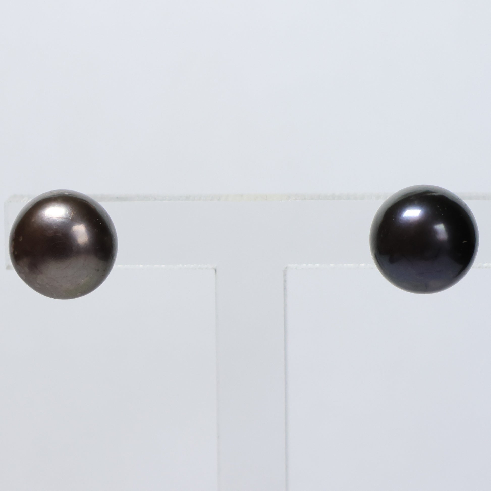 Parel oorbellen grijze biwa parel 10mm