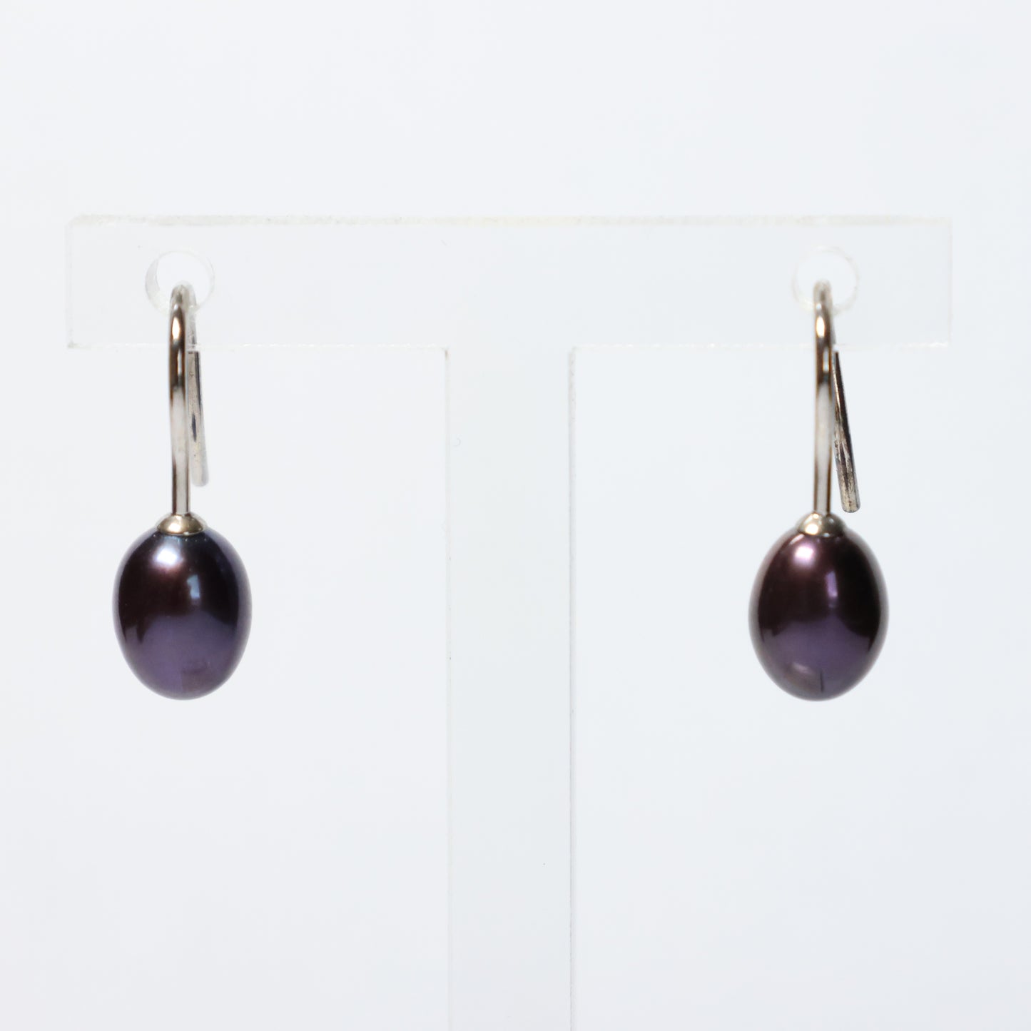 Parel oorbellen zilver paars