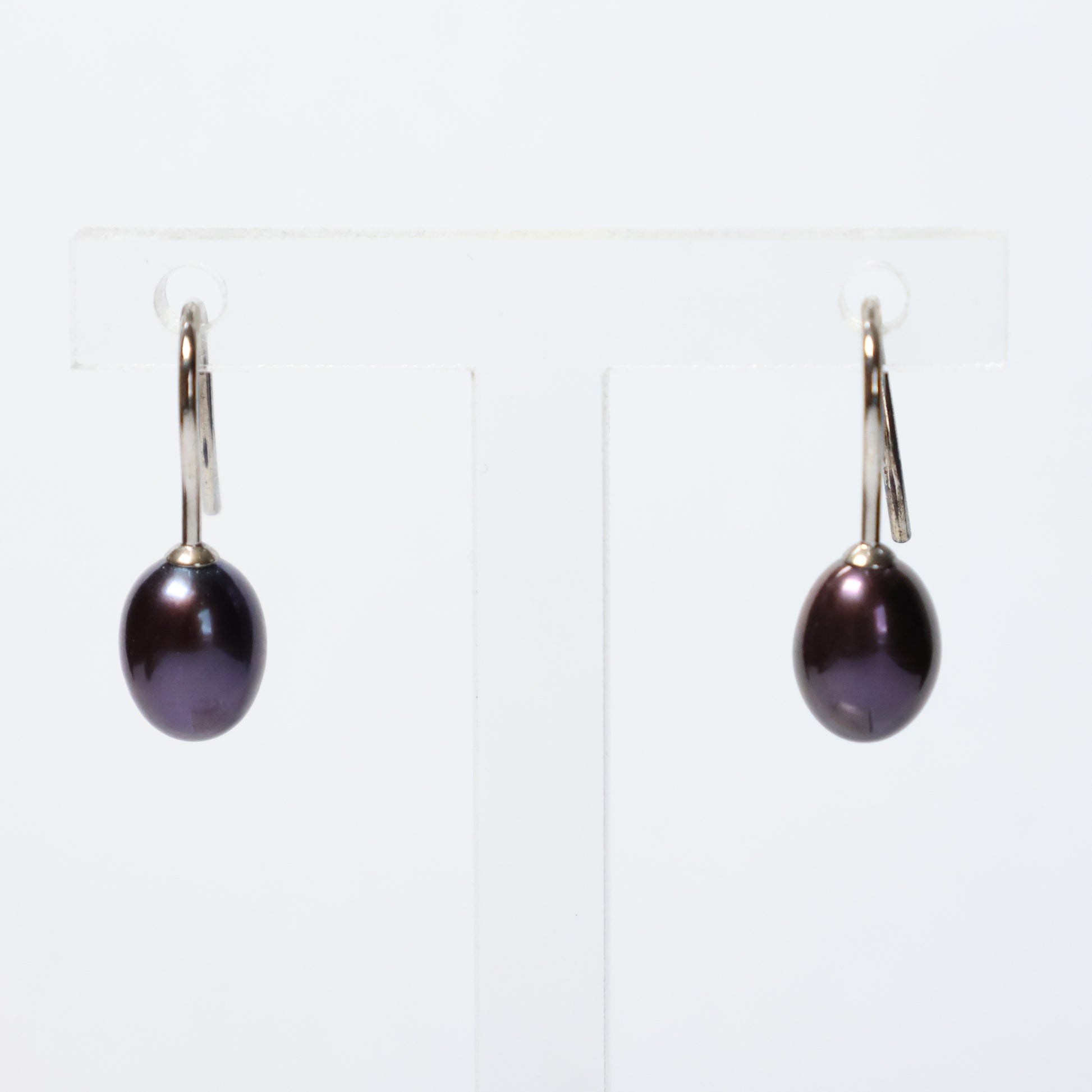 Parel oorbellen zilver paars