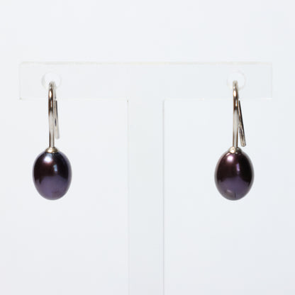 Parel oorbellen zilver paars