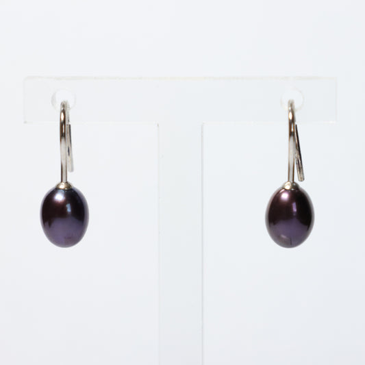 Parel oorbellen zilver paars