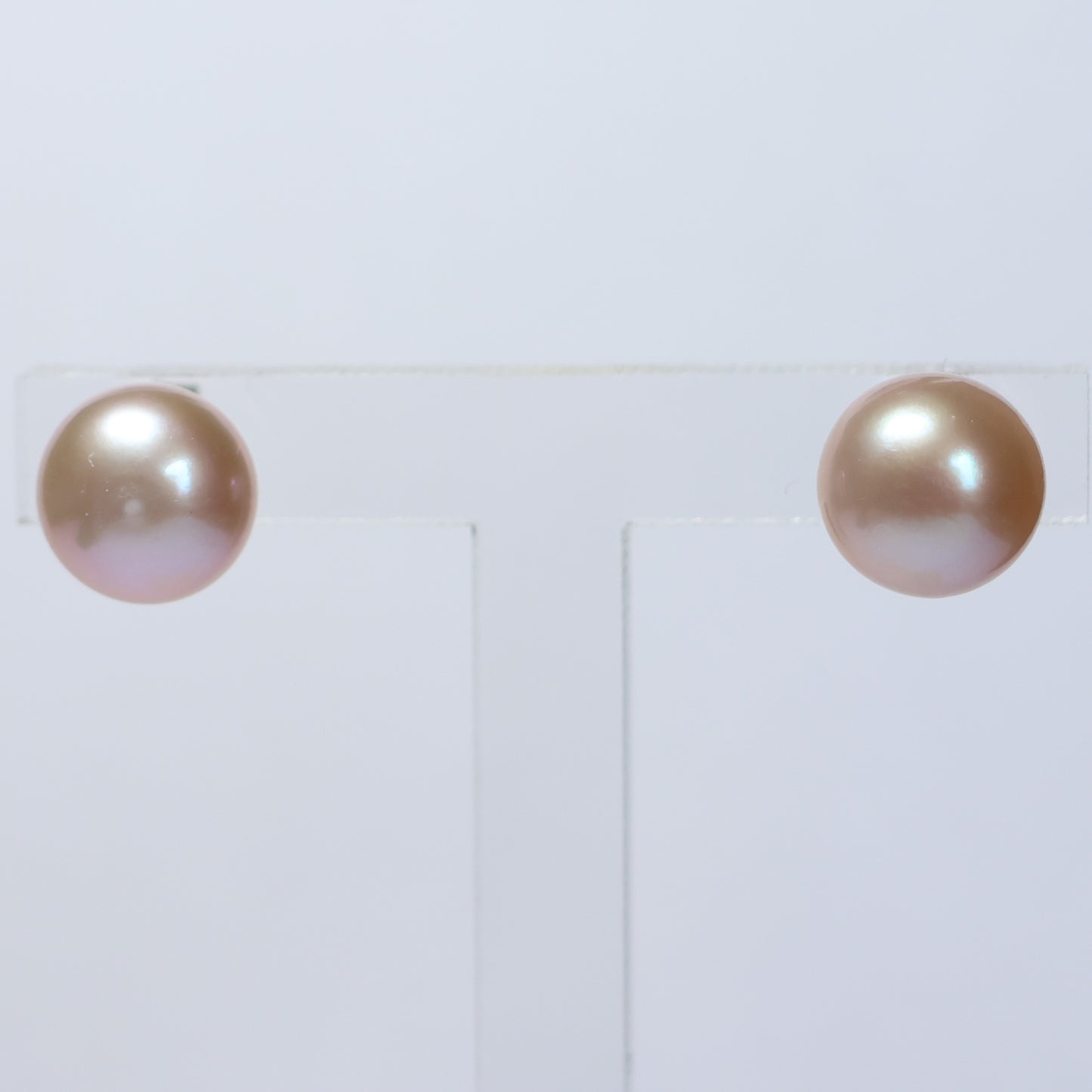 Parel oorbellen zilver roze biwa parel 8mm