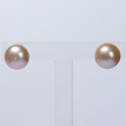 Parel oorbellen zilver roze biwa parel 8mm