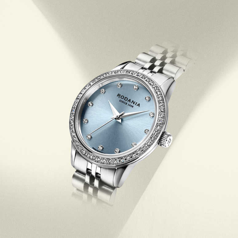 Rodania horloge dames Montreux R10026 diamond ice blue dial