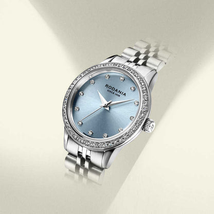 Rodania horloge dames Montreux R10026 diamond ice blue dial