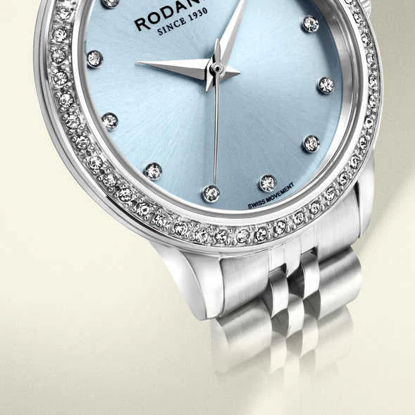 Rodania horloge dames Montreux R10026 diamond ice blue dial