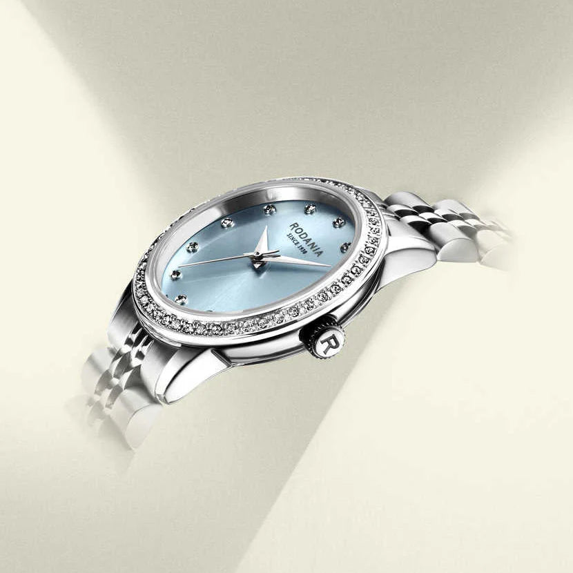 Rodania horloge dames Montreux R10026 diamond ice blue dial