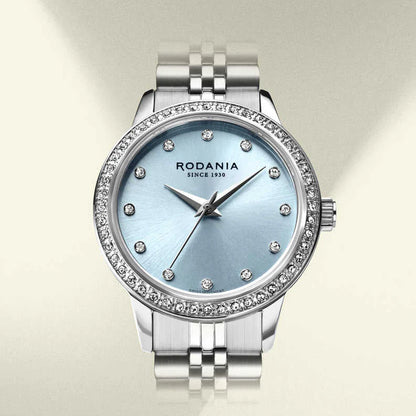 Rodania horloge dames Montreux R10026 diamond ice blue dial