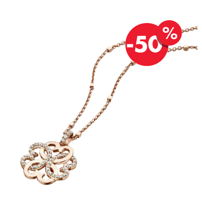 Rosé zilveren ketting dames Bloem hanger B4C06 Naiomy