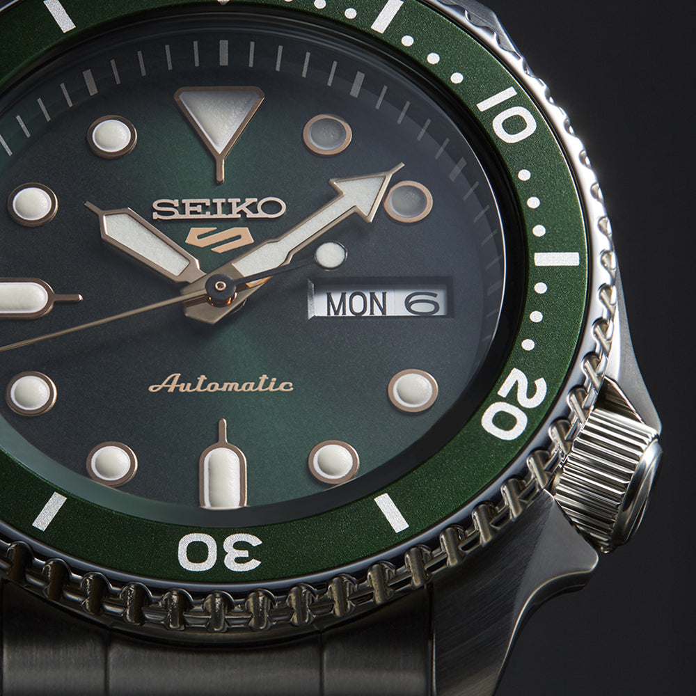 Seiko 5 Sports SRPD63K1 groen & rosé wijzerplaat Herenhorloge