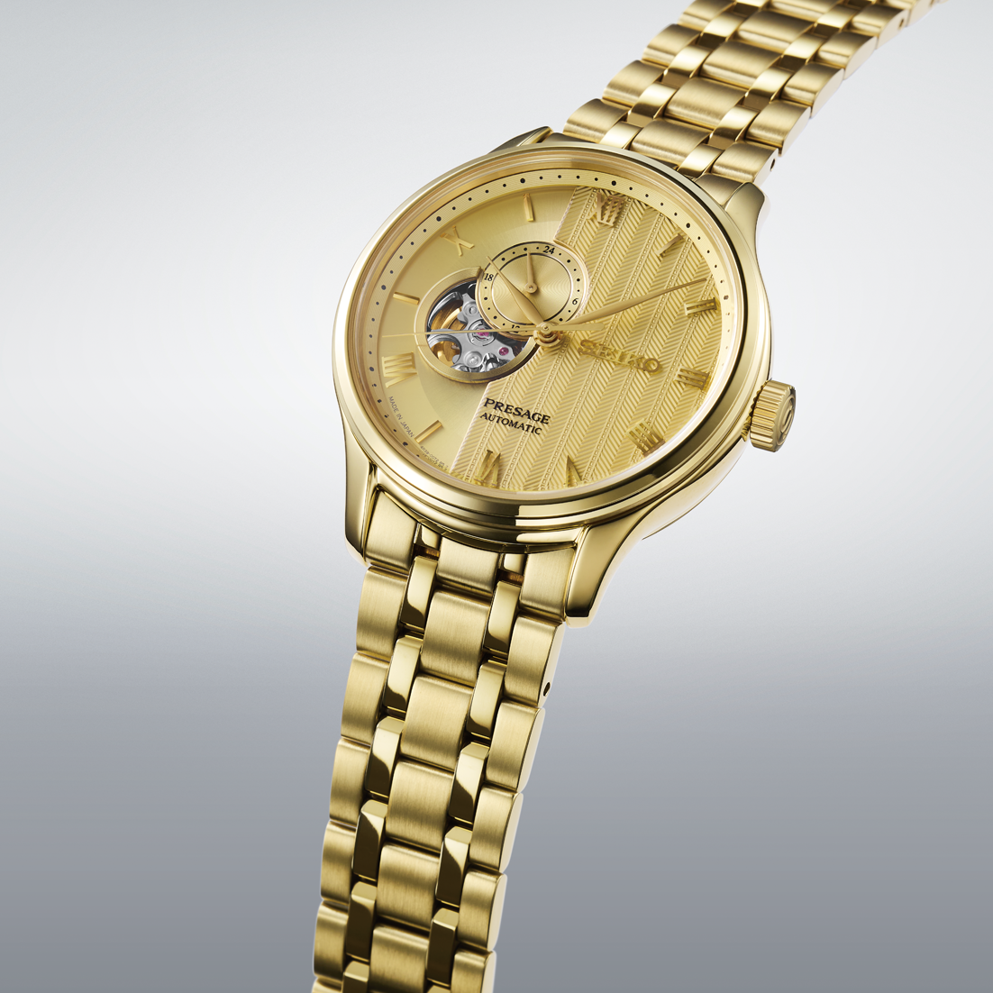 Seiko Presage horloge SSA468J1 automatic heren skeleton heart goud