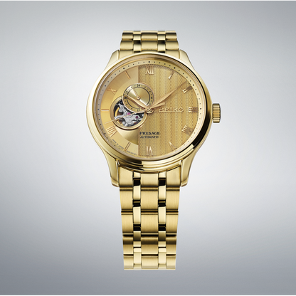 Seiko Presage horloge SSA468J1 automatic heren skeleton heart goud