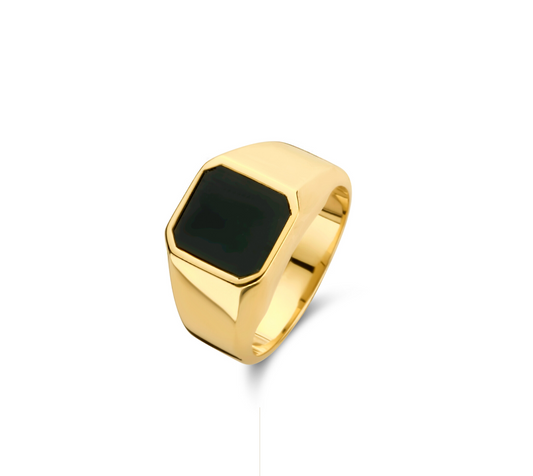 New Life zegelring 18kt met onyx pepiet cachet 0A017O