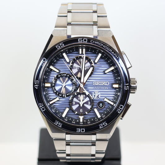 Seiko Astron SSH175J1 titanium herenhorloge GPS solar dual-time blue