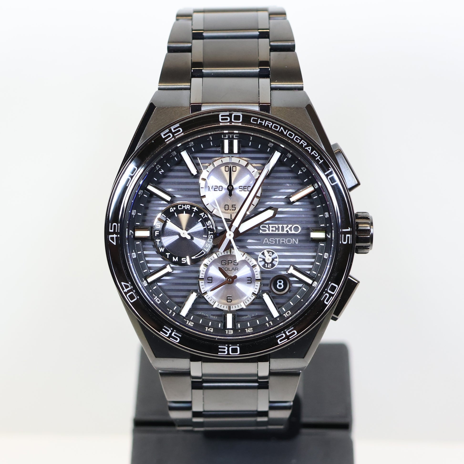 Seiko Astron SSH179J1 titanium herenhorloge GPS solar dual time black