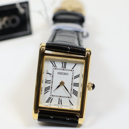 Seiko dameshorloge SWR108P1 square leren band white dial