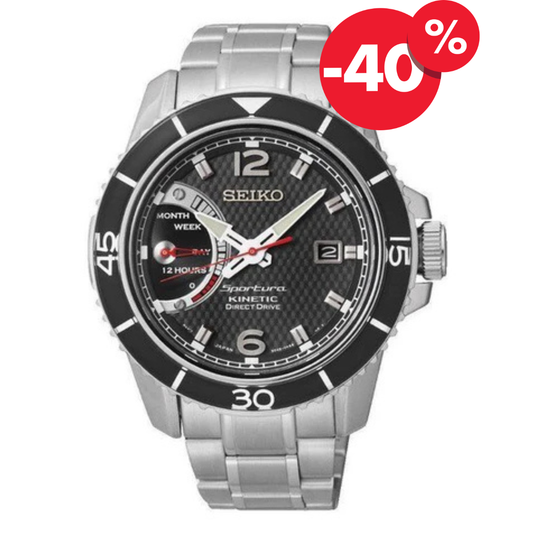 Seiko herenhorloge SRG019P1 kinetic black dial met 40% korting