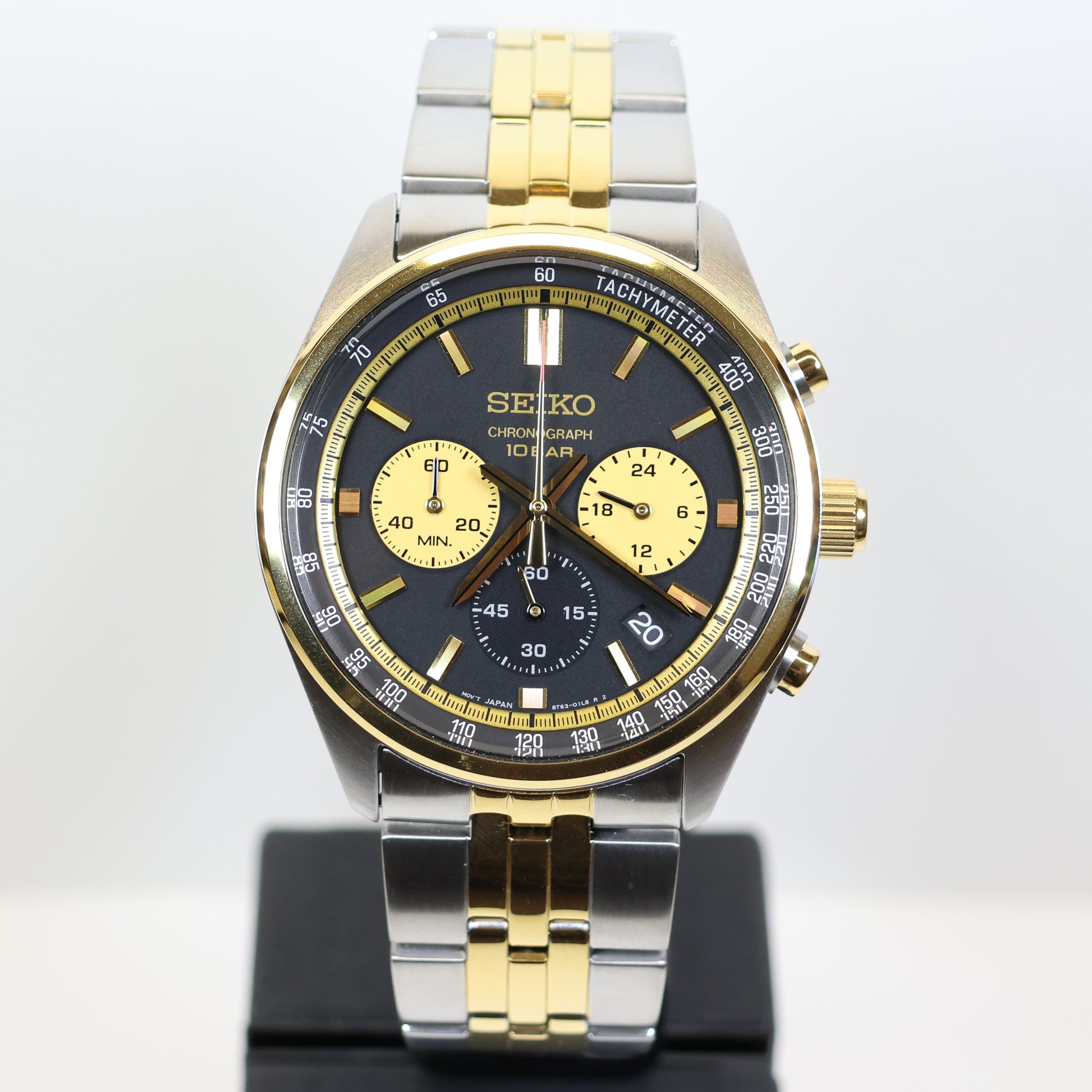Seiko herenhorloge SSB430P1 quartz chrono bicolor black dial