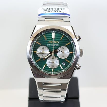 Seiko herenhorloge SSB461P1 quartz chrono green dial