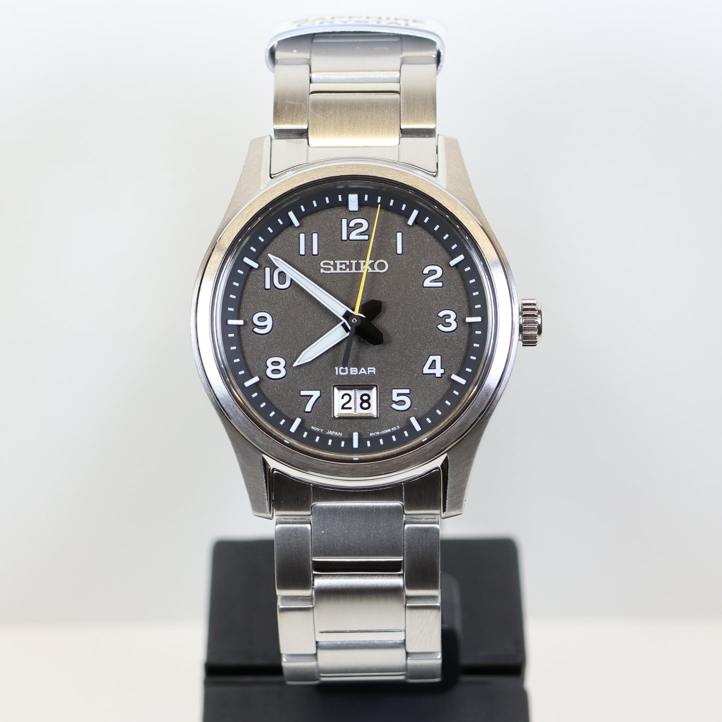Seiko herenhorloge SUR569P1 quartz black dial Arabische cijfers
