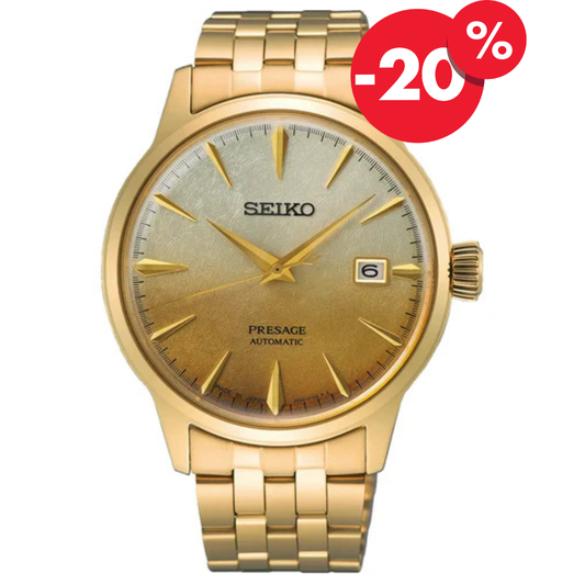 Seiko horloge SRPK46J1 Presage automatic heren goud met 20% korting