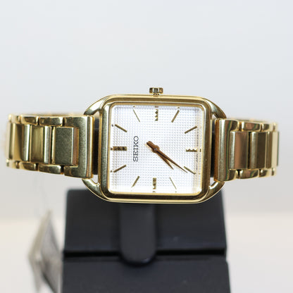 Seiko horloge dames SWR078P1 square gold white dial