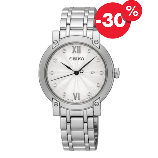 Seiko horloge dames SXDG79P1 quartz white dial swarovski met 30% korting