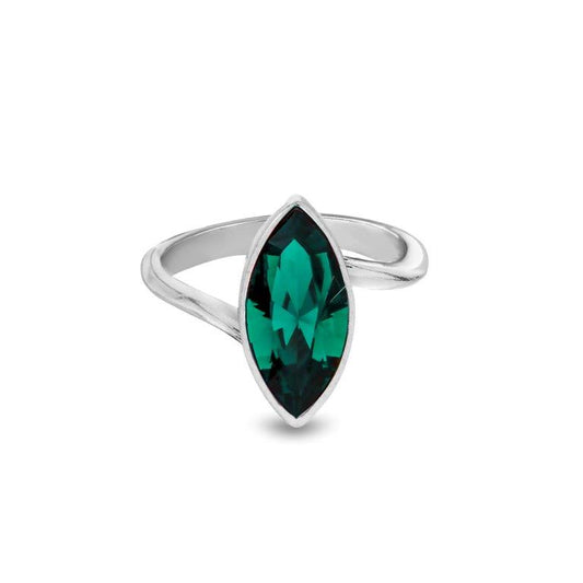 Spark zilveren ring met groene Swarovski kristal P422815EM