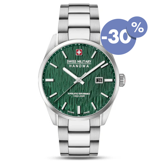 Swiss Military Hanowa horloge SMWGH0006101 Silver Fir green dial met 30% korting