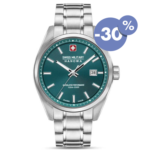 Swiss Military Hanowa horloge heren SMWGH0004104 pioneer green dial met 30% korting