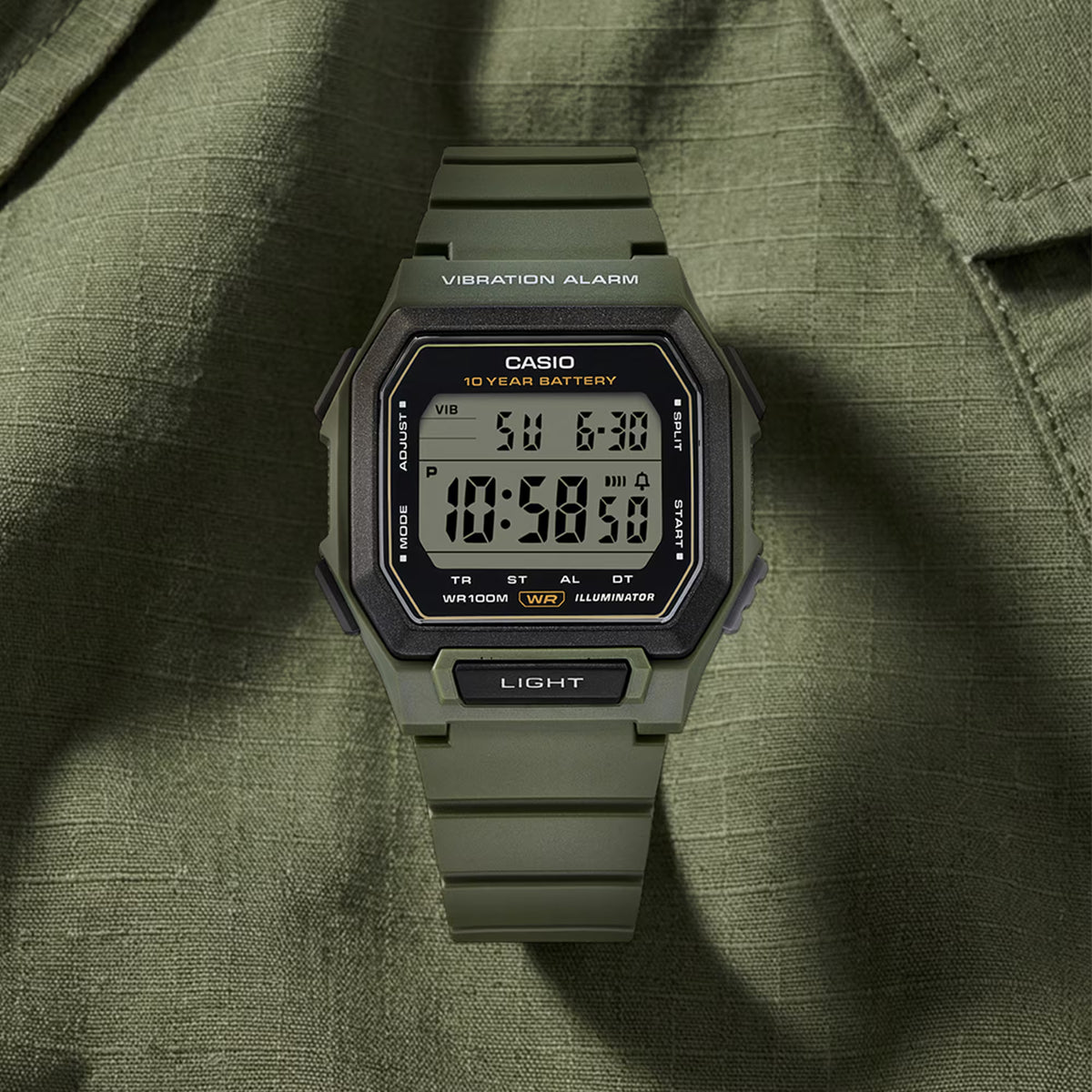 Casio Basic W-738H-3AVEF horloge kaki groen
